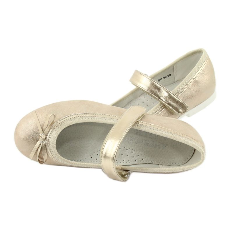 American Club GC02 golden ballerinas with a bow beige 5