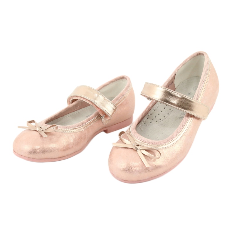 Golden Rose Ballerinas with a bow American Club GC03 / 20 pink yellow 3