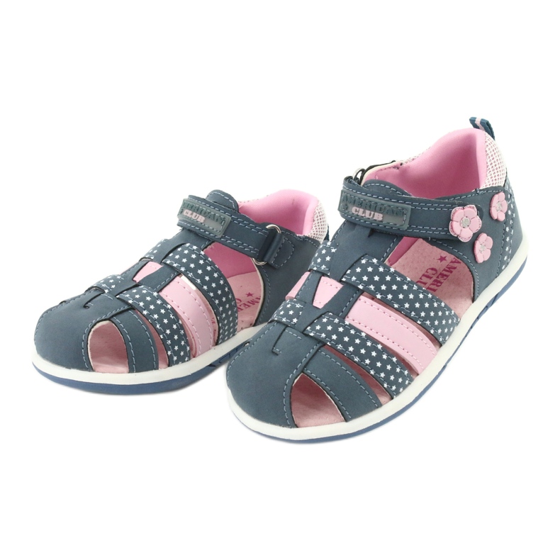 American Club DR16 / 20 girls' sandals white navy blue pink 3