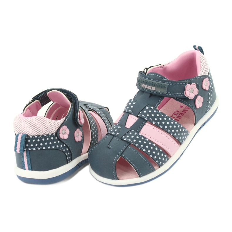 American Club DR16 / 20 girls' sandals white navy blue pink 4