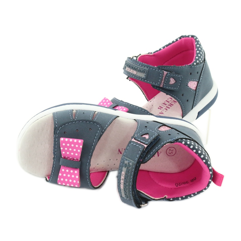 American Club Girls' sandals with a bow American DR20/20, navy blue and pink 4 American Club Girls' sandals with a bow American DR20/20, navy blue and pink 4