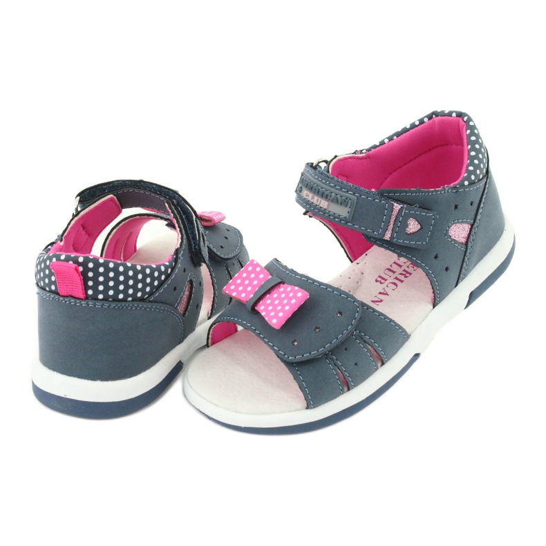 American Club Girls' sandals with a bow American DR20/20, navy blue and pink 3 American Club Girls' sandals with a bow American DR20/20, navy blue and pink 3