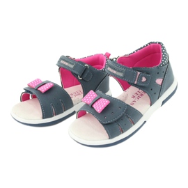 American Club Girls' sandals with a bow American DR20/20, navy blue and pink 2