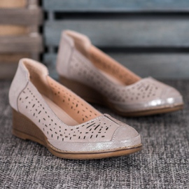 Filippo Leather Pumps With Glitter brown yellow 1