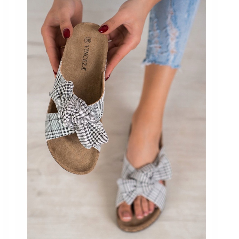 Fashionable VINCEZA slippers white black 1 Fashionable VINCEZA slippers white black 1