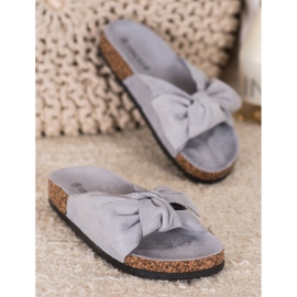 VINCEZA suede slippers grey 5