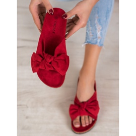 VINCEZA suede slippers red 2