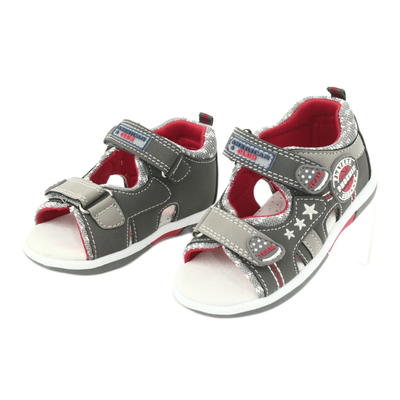 American Club Sandals with boys boys leather insert DR15/20 gray-red grey 2
