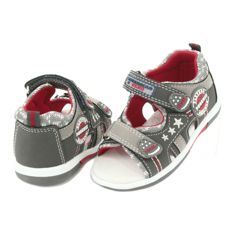 American Club Sandals with boys boys leather insert DR15/20 gray-red grey 3