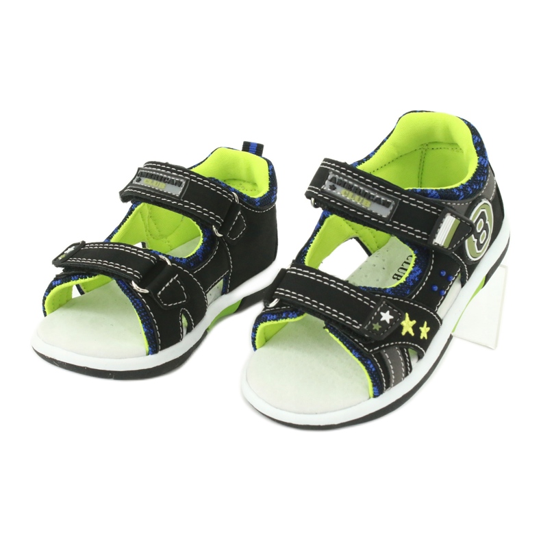 American Club Sandals Leather insert decorated with eight and stars DR14/20 black and green 2