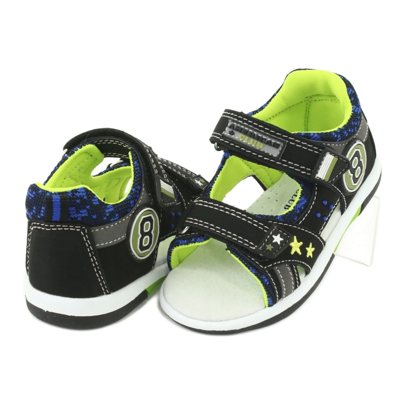 American Club Sandals Leather insert decorated with eight and stars DR14/20 black and green 3