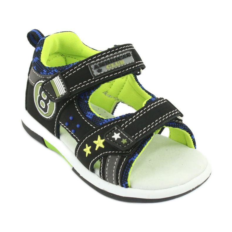 American Club Sandals Leather insert decorated with eight and stars DR14/20 black and green 1