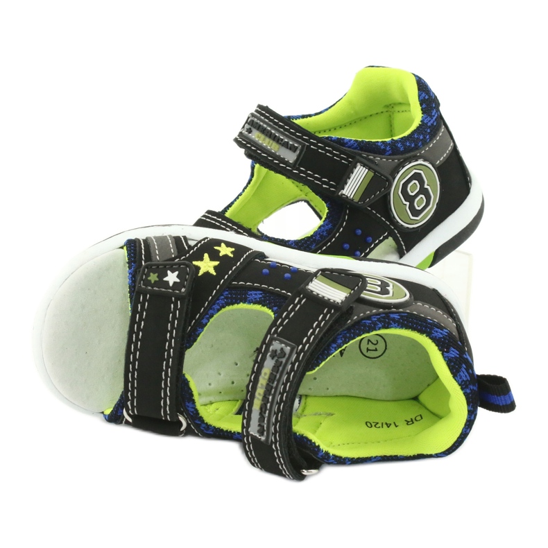 American Club Sandals Leather insert decorated with eight and stars DR14/20 black and green 5