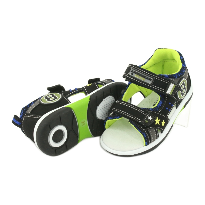 American Club Sandals Leather insert decorated with eight and stars DR14/20 black and green 4