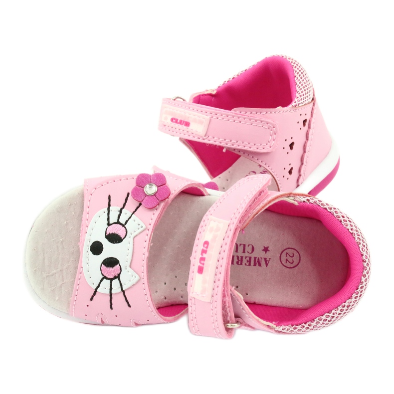 American Club American DR22/20 Sandals Girls' pink kitty 4