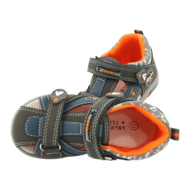 Boys' sandals with velcro American Club DR09 / 20 blue orange grey 4
