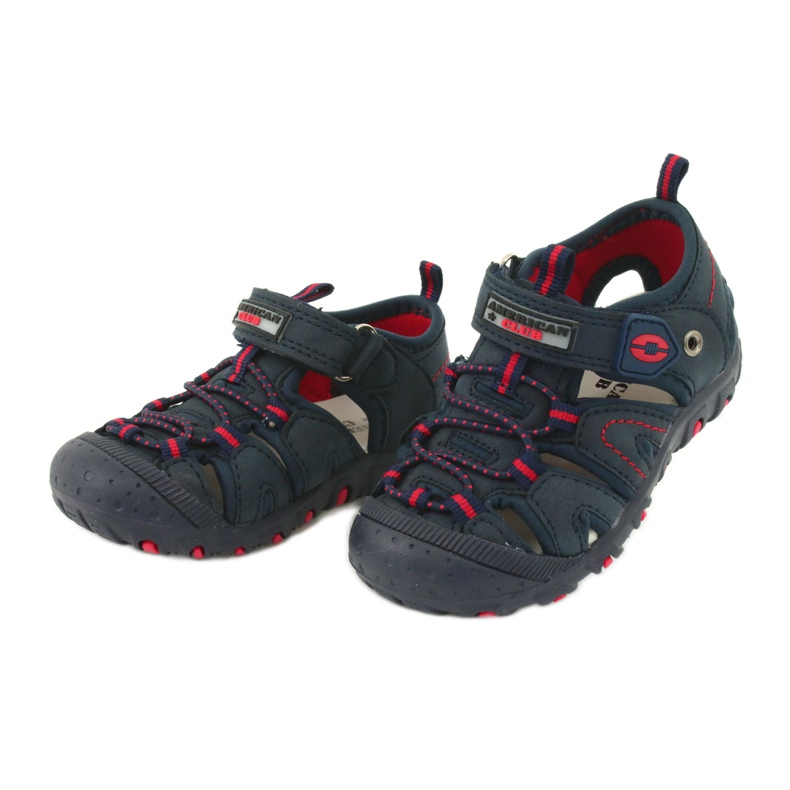 American Club Boys sandals leather insert DR08/20 navy blue Velcro 1