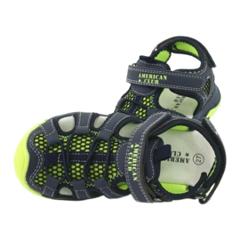 Sandals in leather American Club XD06 / 20 navy blue green 4
