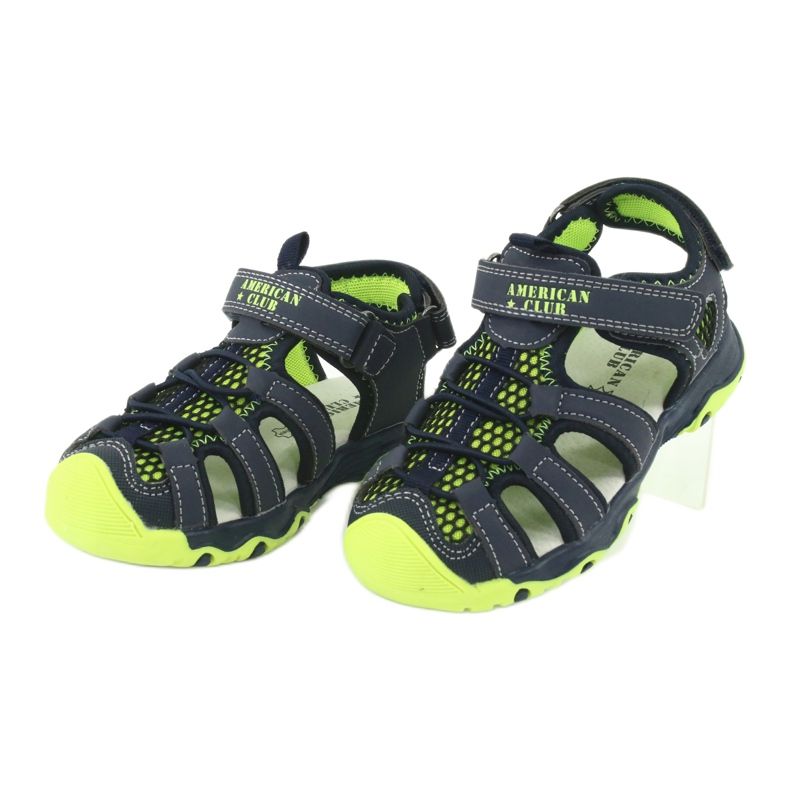 Sandals in leather American Club XD06 / 20 navy blue green 2 Sandals in leather American Club XD06 / 20 navy blue green 2