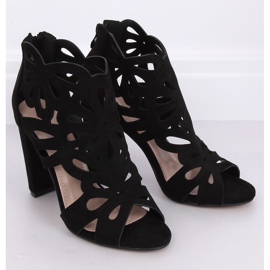 Black openwork high heels boots M304P Black 1