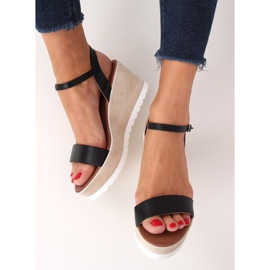 Black sandals on a wedge heel NS107P Black 2