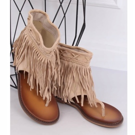 Beige flip-flops with uppers NS129P Beige 1