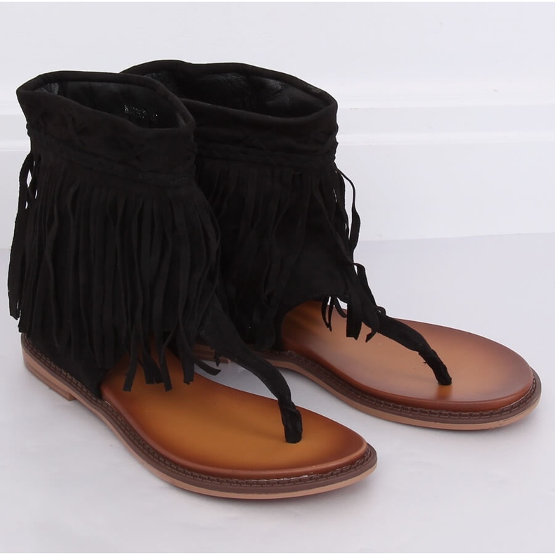 Black flip-flops with uppers NS129P Black 2