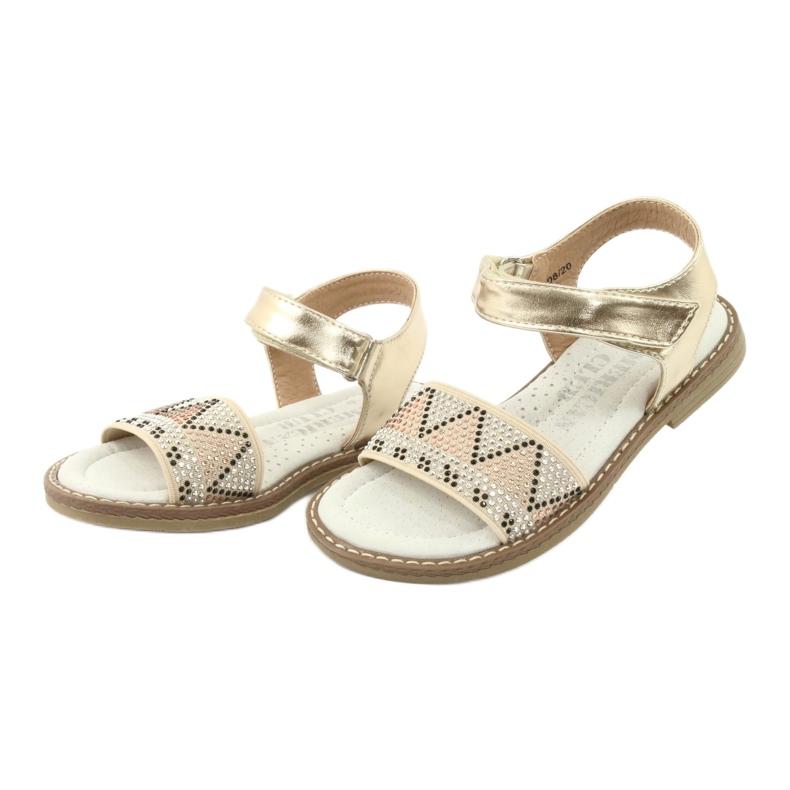 American Club Girls' Golden Gold Sandals with sequins leather insert GC08/20 3 American Club Girls' Golden Gold Sandals with sequins leather insert GC08/20 3