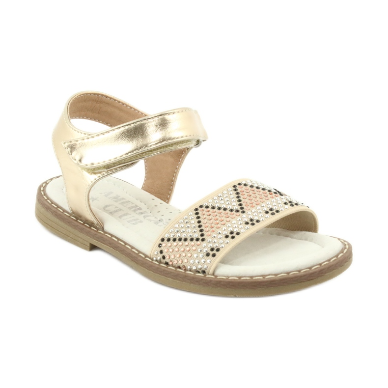 American Club Girls' Golden Gold Sandals with sequins leather insert GC08/20 1 American Club Girls' Golden Gold Sandals with sequins leather insert GC08/20 1