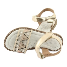 American Club Girls' Golden Gold Sandals with sequins leather insert GC08/20 5 American Club Girls' Golden Gold Sandals with sequins leather insert GC08/20 5