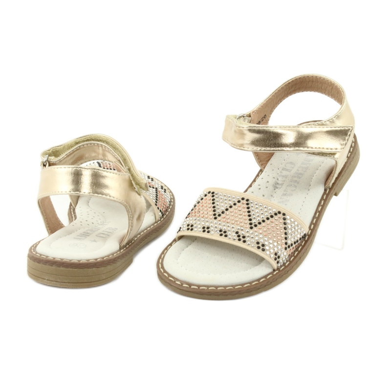 American Club Girls' Golden Gold Sandals with sequins leather insert GC08/20 4 American Club Girls' Golden Gold Sandals with sequins leather insert GC08/20 4