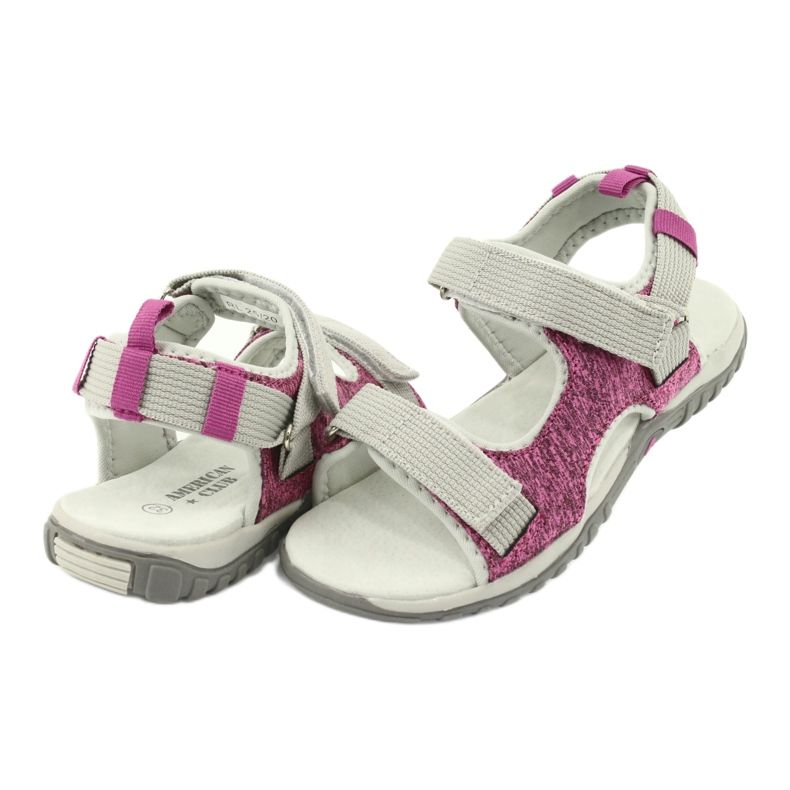 American Club Girls' sandals with a leather insert RL25/20 pink/gray 3 American Club Girls' sandals with a leather insert RL25/20 pink/gray 3