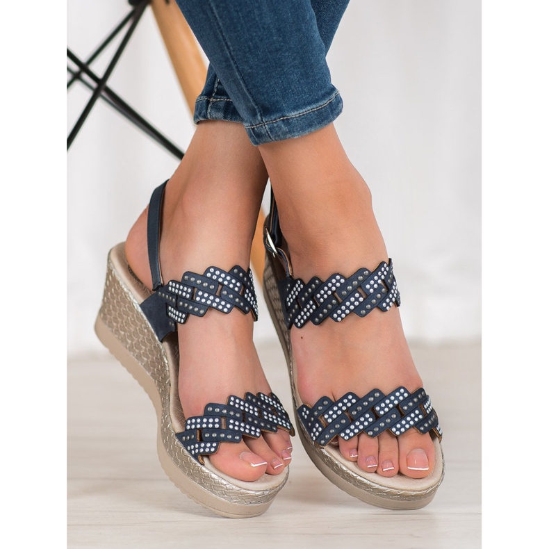 Aclys Light sandals on a wedge heel blue 1