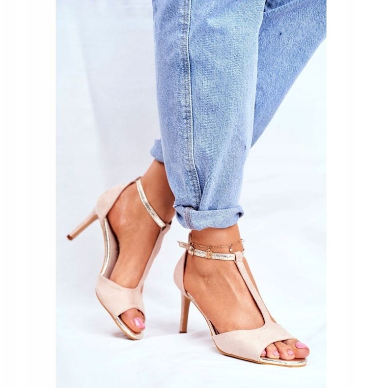 S.Barski Women's Sandals On High Heel Beige 280-58 Move On Me 1