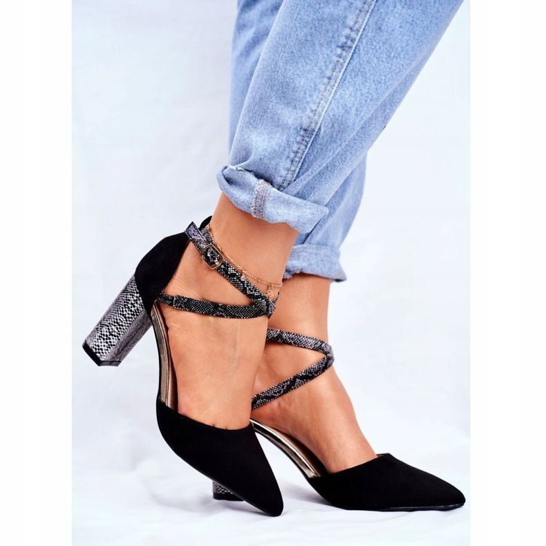 S.Barski Women's Pumps On a Heel Snake Black Together multicolored 1