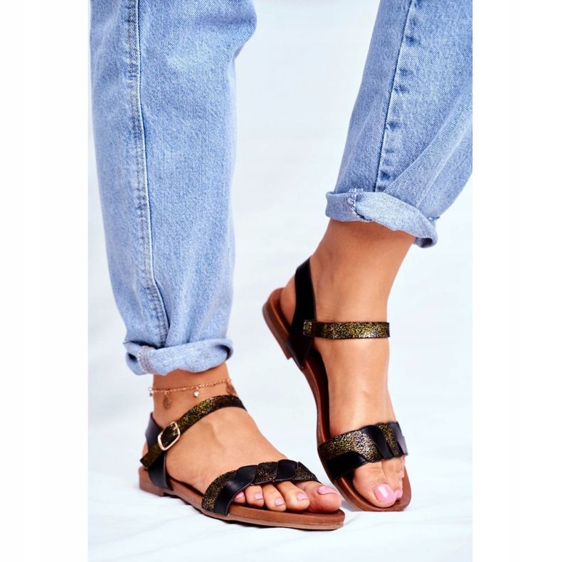 S.Barski Women's Sandals Flat Black Summer Vibes 2 S.Barski Women's Sandals Flat Black Summer Vibes 2