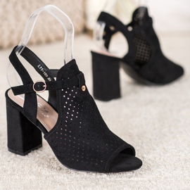 Small Swan Openwork Sandals In Stars black 2
