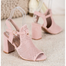 Small Swan Openwork Sandals In Stars pink 2