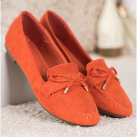 Small Swan Orange moccasins 1