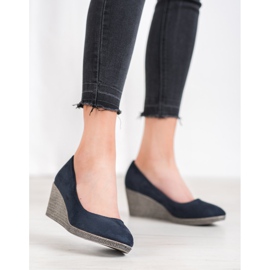 Goodin Suede Wedge Pumps navy blue blue 1