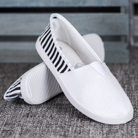SHELOVET White Slipons With Stripes 1