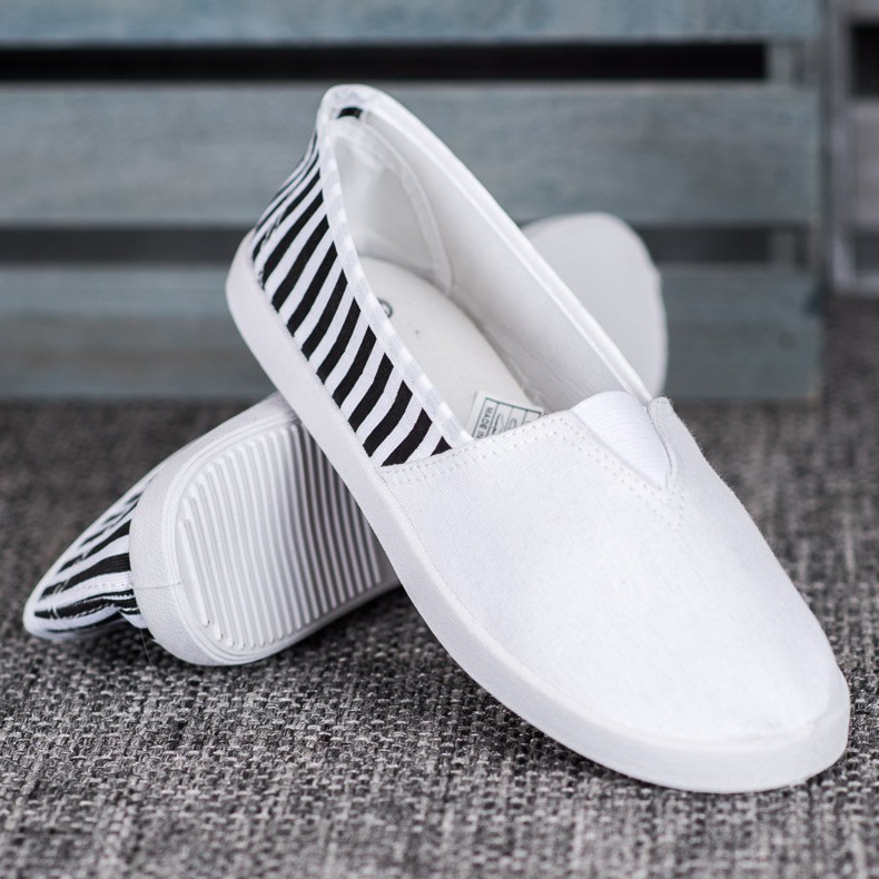 SHELOVET White Slipons With Stripes 1
