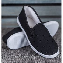 SHELOVET Black Slipons In Hearts 1