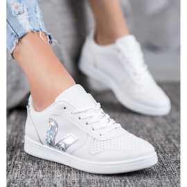 SHELOVET White Shoes With Holo Inserts 1