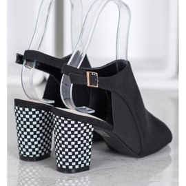 Goodin Built-up Sandals With A Checkered Heel black 1