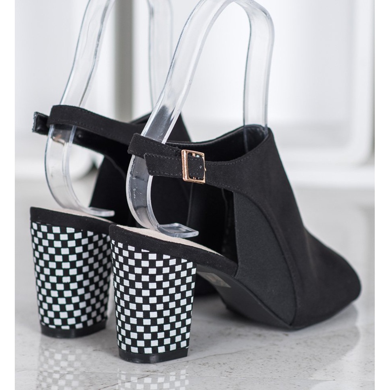 Goodin Built-up Sandals With A Checkered Heel black 1