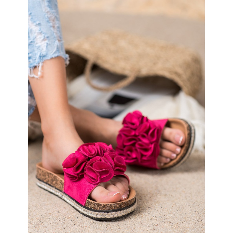 Comfortable flip-flops with flowers VINCEZA pink 1