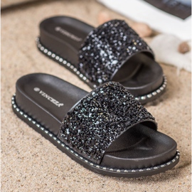 Slippers on the VINCEZA platform black 1