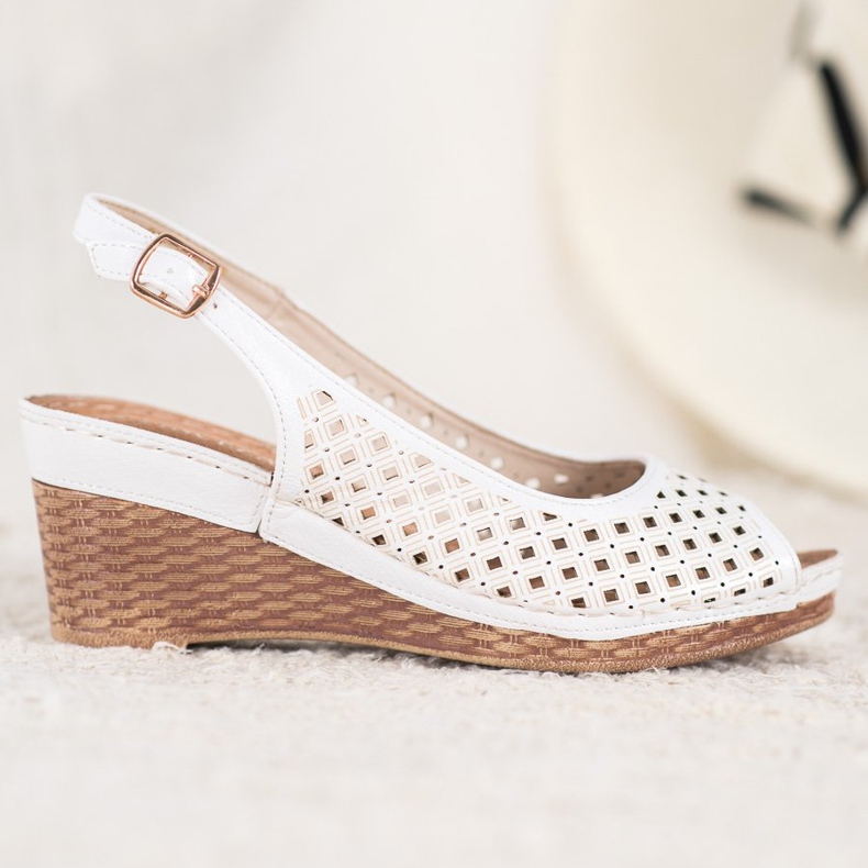 Openwork sandals on the VINCEZA wedge white 2