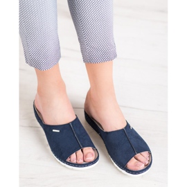 Comfortable VINCEZA glitter slippers blue 1